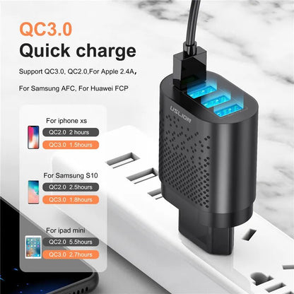 3A Quik Charge 3.0 USB Charger with 4 Ports 48W