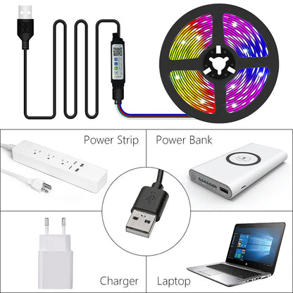 USB Bluetooth LED Strip Lights RGB 5050 5V RGB LED Lamp Ribbon Flexible Light For Room Decoration