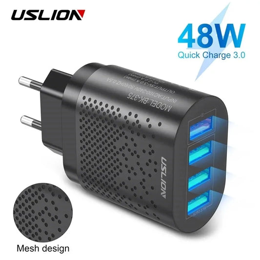 3A Quik Charge 3.0 USB Charger with 4 Ports 48W