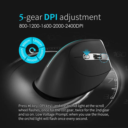 Ergonomic Vertical Mouse 2.4G+BT1+BT2 Wireless