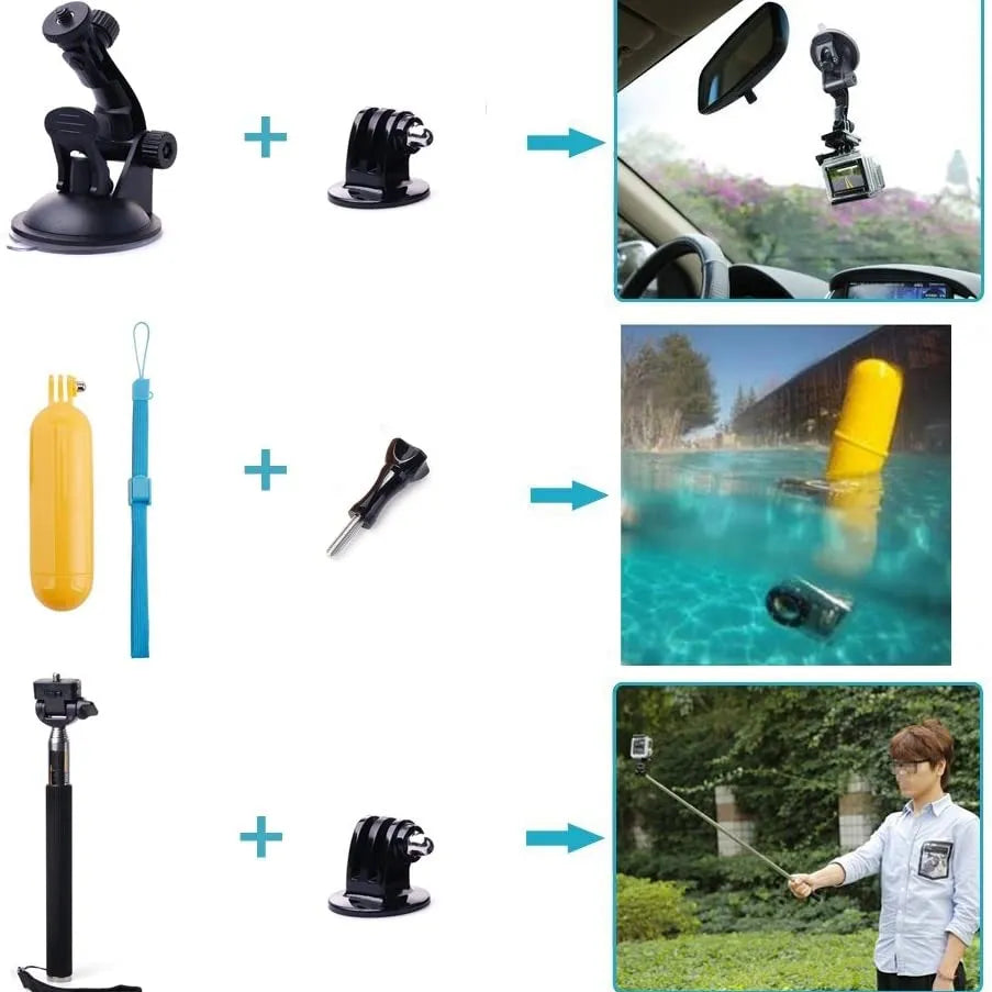 Car Suction Cup Mount, Floating Stick and Selfie Stick