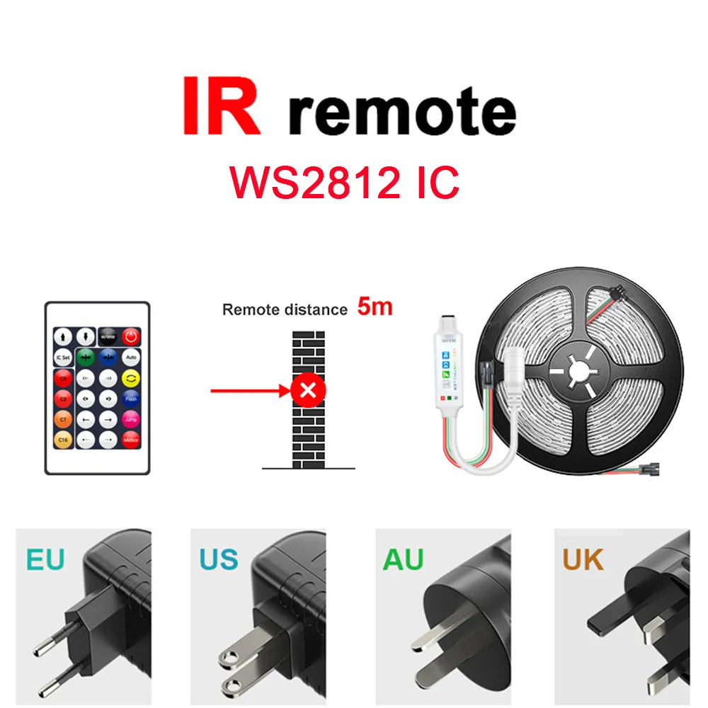 USB Bluetooth LED Strip Lights RGB 5050 5V RGB LED Lamp Ribbon Flexible Light For Room Decoration