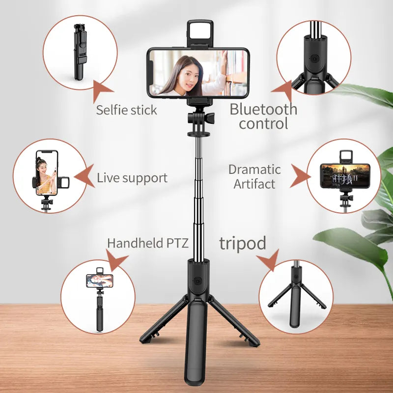 New Wireless Bluetooth Selfie Stick Remote Shutter Tripod with Fill Light