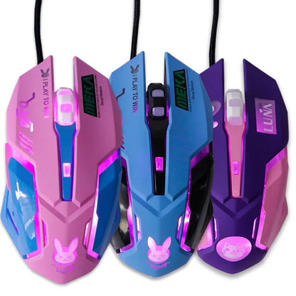 USB Wired Gaming Mouse with 2400 DPI Colorful Backlit